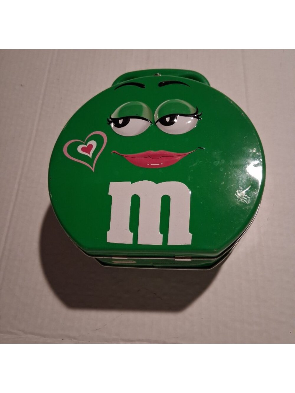 Green M&M Character Tin Lunch Box With Handle & Lockable Lid